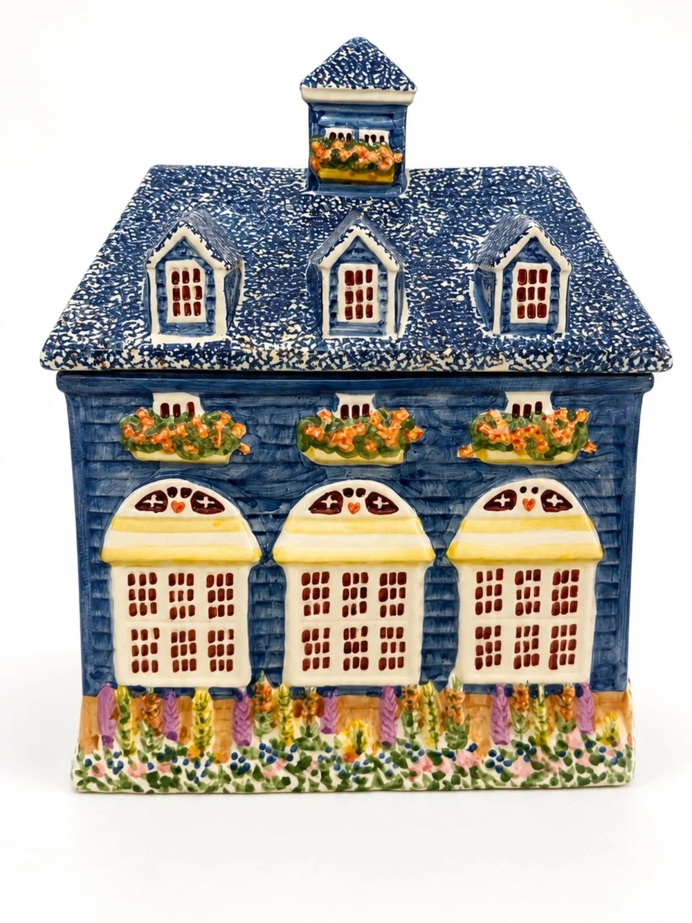 Preferred Stock Blue Cottage Cookie Jar | Country House Ceramic Canister 💕